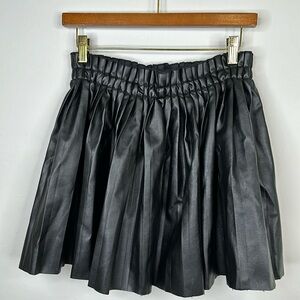 Welaken Black Pleated Vegan Leather Mini Skirt NWT